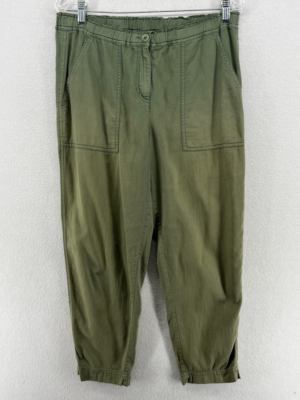 EILEEN FISHER Pants S Organic Cotton Twill Work Utility Tapered Ankle Green